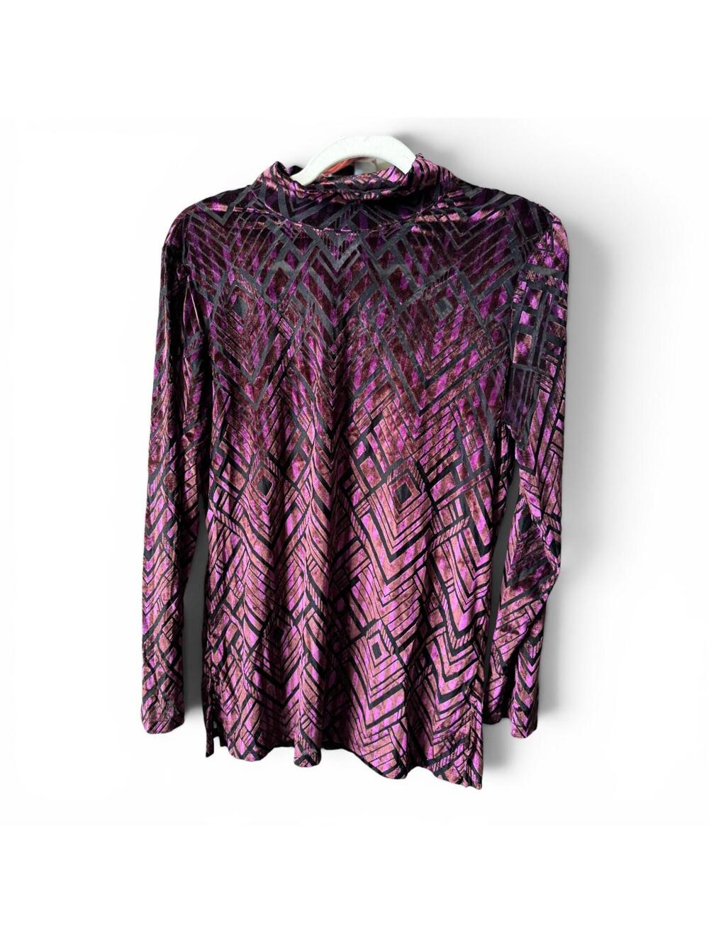Vintage Draper's & Damon's Mock Neck Sheer Geometric Size Women's Medium EUC